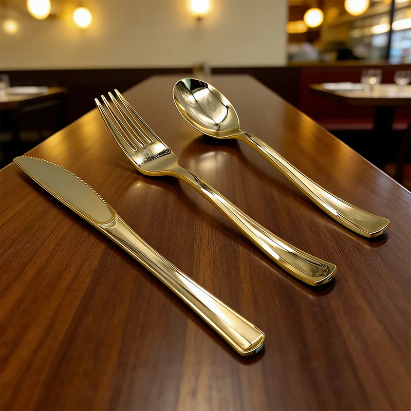 클래식 파티 나이프 포크 스푼 플라스틱 칼붙이류